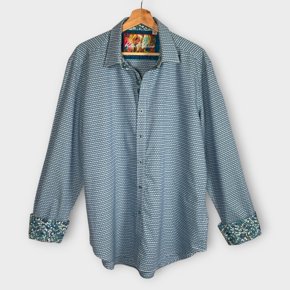 ROBERT GRAHAM Knowledge Wisdom Truth Button Up Shirt XL Classic Fit Reverse Cuff